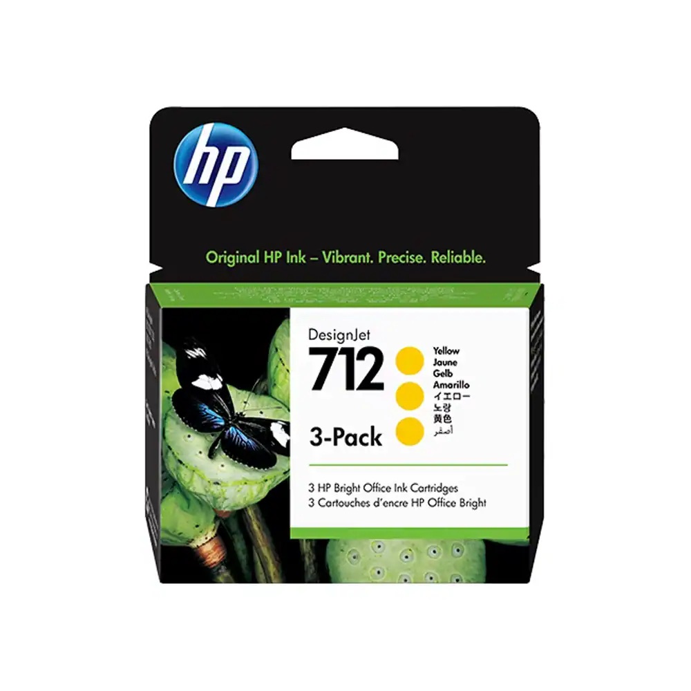 TINTA COLOR AMARILLO HP DE 29ml Designjet 712 Pack de 3