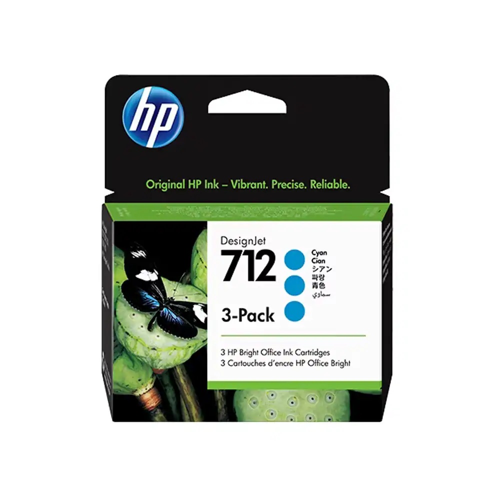TINTA COLOR CIAN HP DE 29ml Designjet 712 Pack de 3